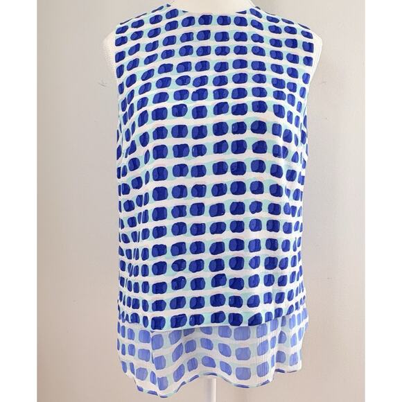 KATE SPADE Layered Sleeveless Top Silk Viscose Watercolor Dots Coastal Preppy S - Picture 1 of 12